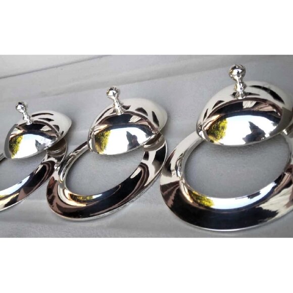 Cool MCM William Adams Towle Co. set of 3 Double Lidded Silver Plate Bowls - Picture 7 of 8